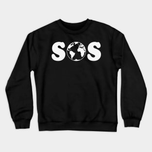 SOS – Earth Overshoot Day / Climate Change (White) Crewneck Sweatshirt